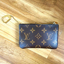 Louis Vuitton Monogram Key Pouch Bag Charm Zippered Logo Brown/Gold Women