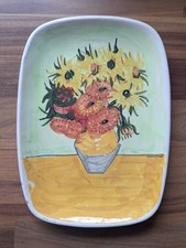 Vintage Hand Painted Ceramic Plate Dish Van Gogh Sunflowers