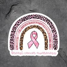 Breast Cancer sticker vinyl decal rainbow ribbon awareness support hope 