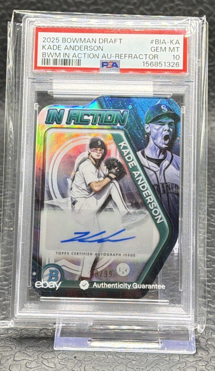 KADE ANDERSON • 2025 BOWMAN DRAFT | IN ACTION REFRACTOR AUTO /99 | PSA 10