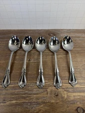 5 1881 Rogers Stainless Oneida Ltd  Arbor Rose  TRUE ROSE Dinner Spoons 6.75”