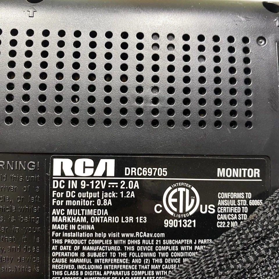 Duel Screen 7" Mobile DVD System RCA DRC69705 - NO CORDS INCLUDED - Image 4 of 4