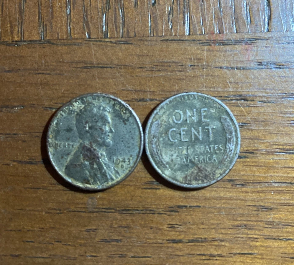 1943 年二战钢制小麦便士硬币稀有丹佛铸币厂标记无完好标记 L 边缘 — 第 2/3 张图片