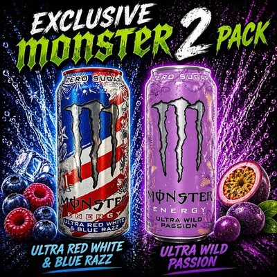 Monster Energy Drink Rot Weiß Blau & Ultra Wild Passion USA Import Neue Geschmacksrichtungen