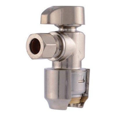 SharkBite Max 1/2'' Push to Connect x 3/8'' O.D. Brushed Nickel Angle Stop Valve
