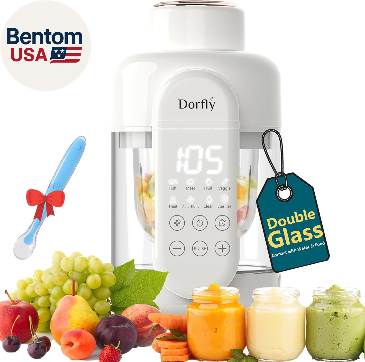 Baby Food Maker Glass 12Oz Steamer and Blender Glass Reservo