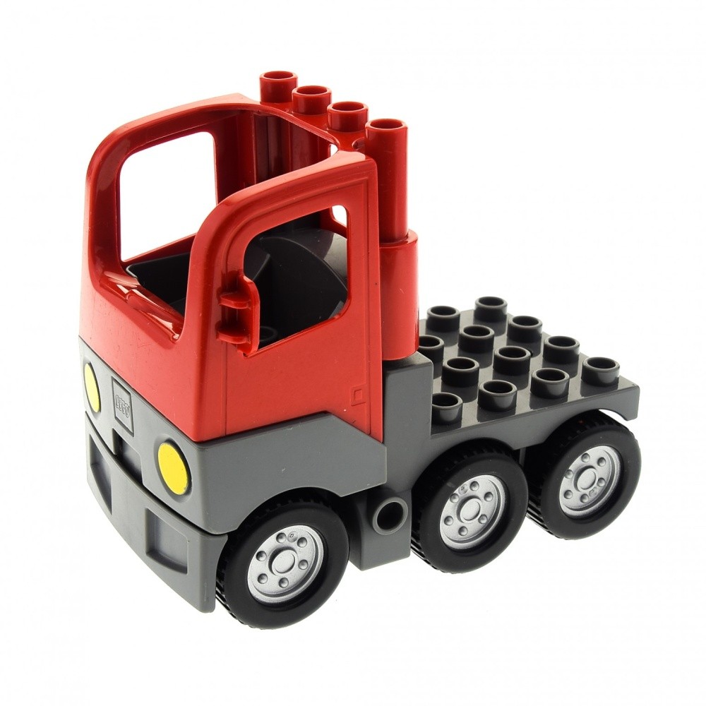 1X Lego Duplo Truck Red Chassis New Dark Gray Firefighter Cabin 1326C01 48125C03