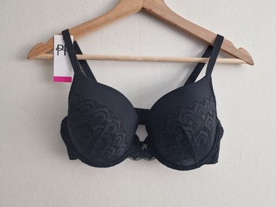 Pretty Polly Womens Bra Size 36D Black Wired Padded