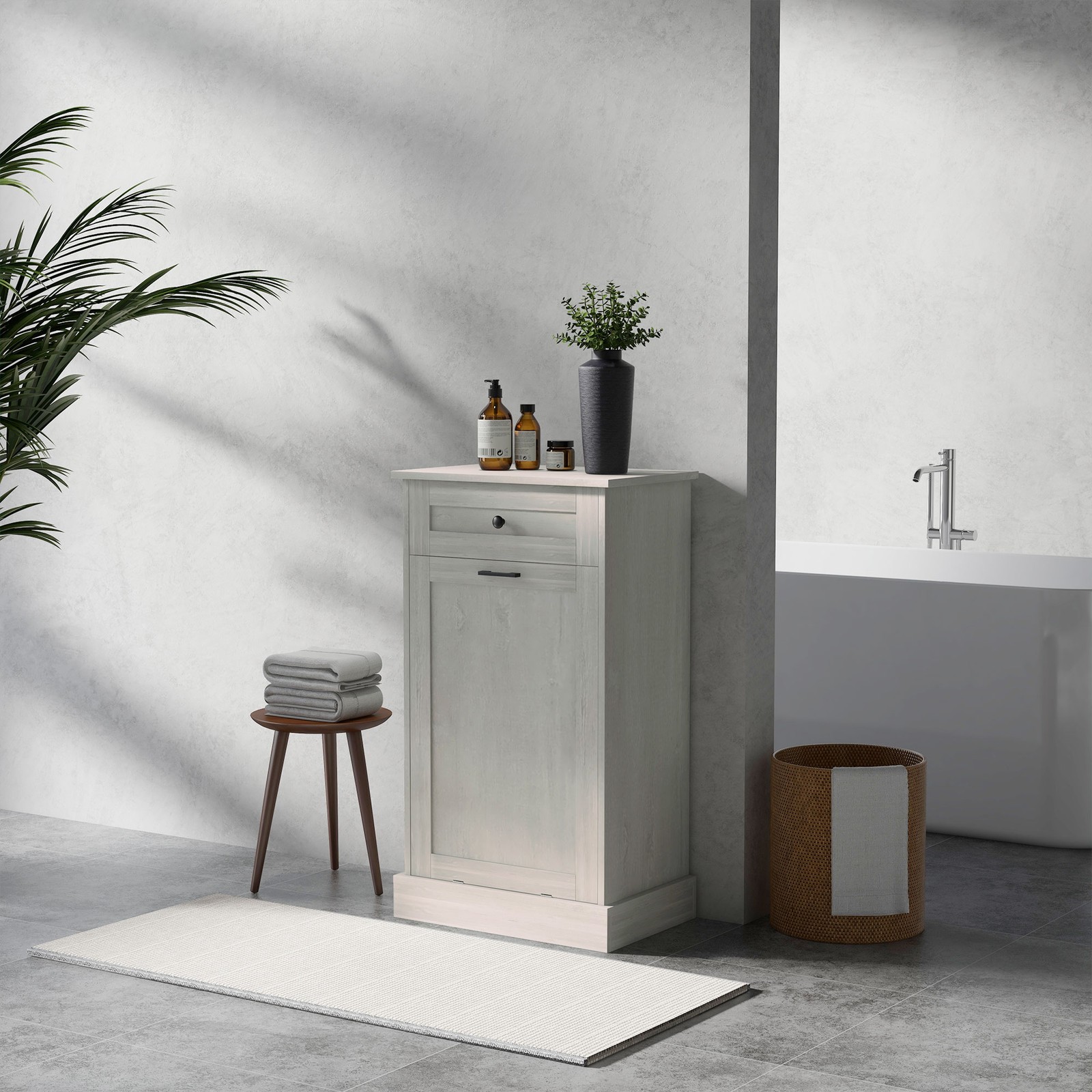 Kitchen Tilt Out Trash Bin Cabinet Free Standing Recycling Cabinet Trash