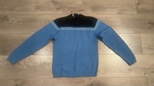 Vintage Kids 60s McGregor Blue And Black Sweater Size 14 Made In USA