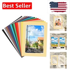 15 Pack 5x7 Picture Mats, Mixed Colors Frame Mattes for 4x6 Pictures Photo Fr...