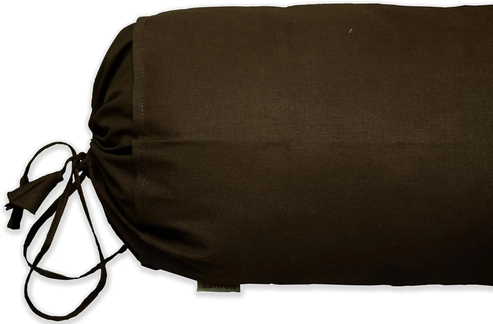 HANDICRAFTS Brown Bolster Pillow Cover 6" X 24" 100% Cotton Neck Roll Cover, Dra - Image 3 of 4