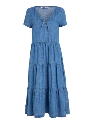 Robe midi en chambray à volants TOMMY HILFIGER PRIXBOUTIQE 129 EUR DESTOCKAGE - Photo 1/4