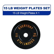 Olympic Bumper Plate Weight Plate with Steel Hub, Black, 15 lbs Single