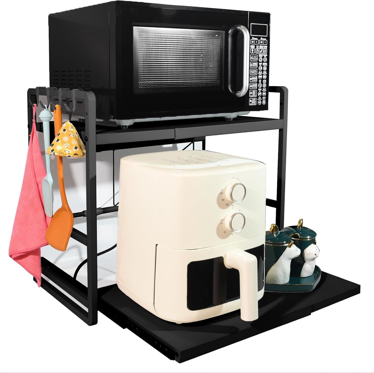 Scaffale Microonde Design Regolabile - Organizer 2 Livelli Salvaspazio