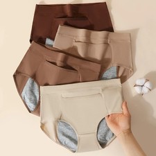 Women 4Pcs Incontinence Underwear Leak-Proof Panties Cotton Brief Washable