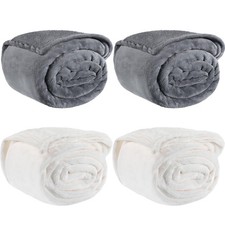 4 Pcs Fleece Throw Blanket Bulk Sofa Blanket Fuzzy Plush Warm Soft and Breath...