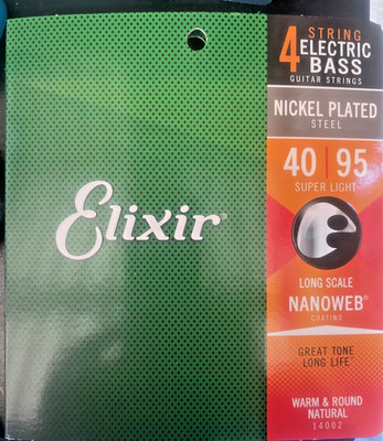 Elixir Nanoweb 4-saitige E-Bass-Saiten 40-95 Super Light Long Scale 14002