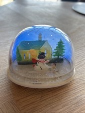 Vintage Winter Scene Snowman Snow Globe Plastic