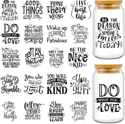 Inspirational UV DTF Stickers - 20 Sheets Motivational Quotes UV DTF Cup Wraps f