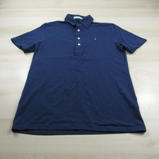 Criquet Polo Shirt Mens Medium Blue Slim Fit Short Sleeve Pima Cotton Stretch