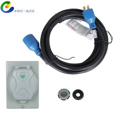 15 Ft 30 Amp 4 Prong Generator Power Cord Inlet Box NEMA L14-30P/L14-30R 125V