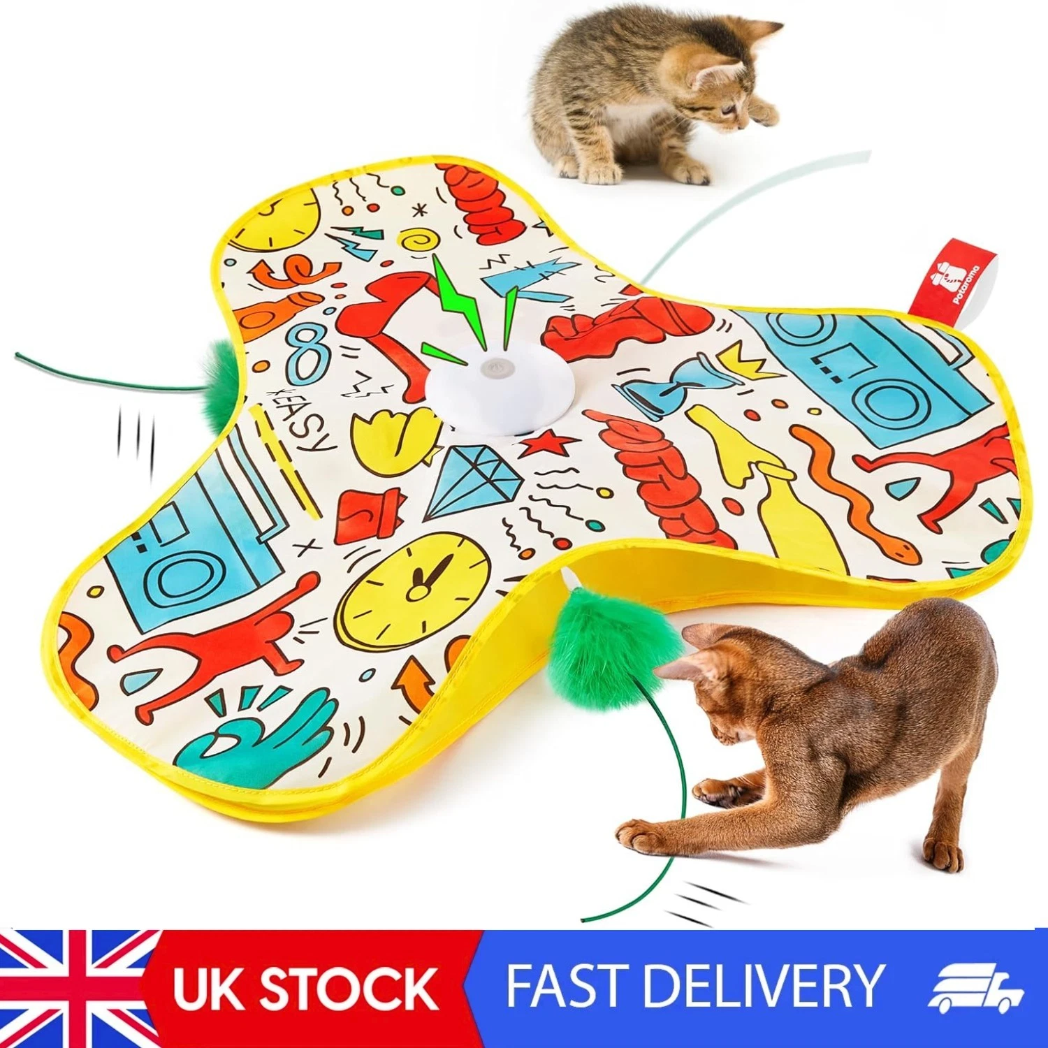 Interactive Cat Feather Toys, Hide And Seek Concealed Moving Feather Wand,
