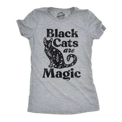 Womens Black Cats Are Magic T Shirt Cute Kitten Lovers Graphic Novelty Tee