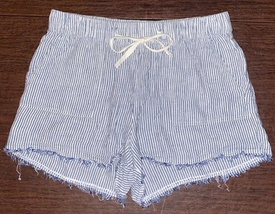 Thread & Supply Shorts Women Sz M Multi Striped Cutoff Elastic Waist Drawstring
