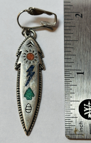 Carolyn Pollack Sterling 925 Silver Storyteller Inlay Turquoise Clip On Earrings - Picture 5 of 5