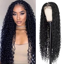 36" Boho Knotless Box Braided Wigs, Black