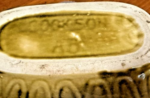 Vintage Cookson USA Dark/Light Yellow Rectangular Pottery Planter Raised Design - Picture 6 of 7