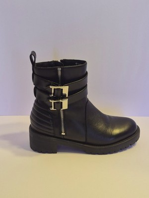 Blondo Women Mable Black Leather Moto Biker Buckle Ankle Boots size 6 M
