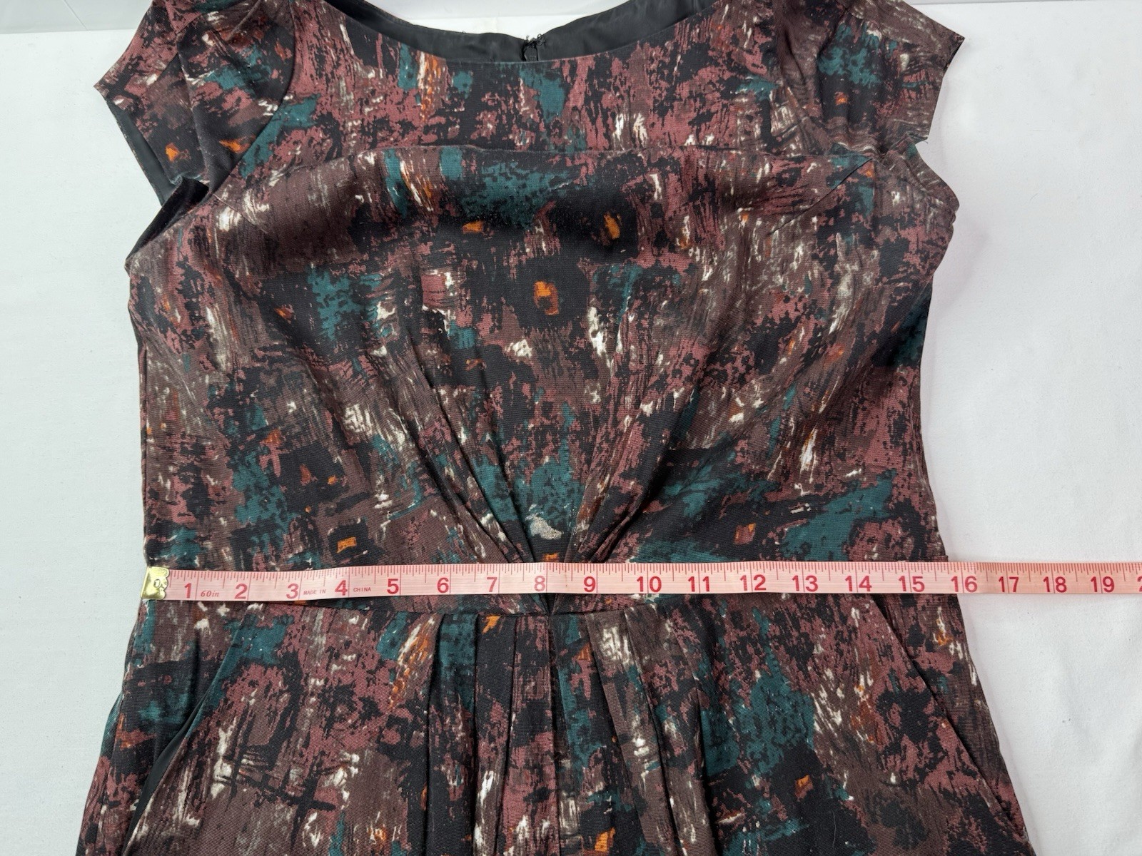 Talbots Abstract Print Multicolor Cap Sleeve Plea… - image 7