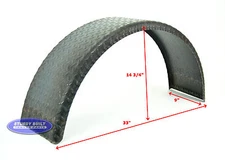 Utility Trailer Fender Single Axle Round Steel Diamond Plate 9" x 32" x 15"
