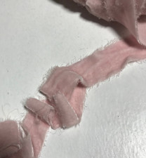 Hand Dyed Lamb's Ear Pink Silk Velvet Ribbon  4 Widths to choose from 