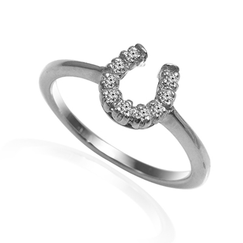 14k Solid White Gold G SI1 Diamond Horseshoe Ring 4 to 9 $490.00 #2093.