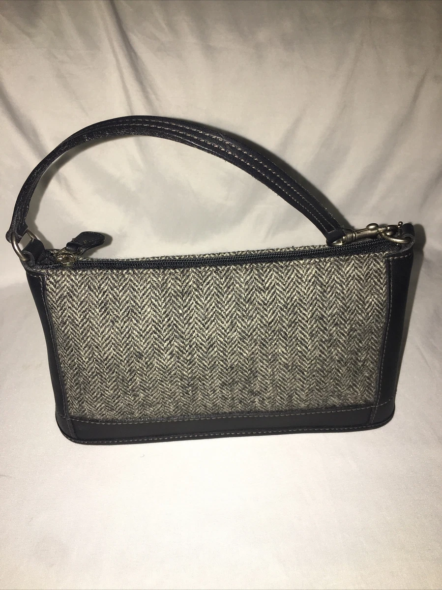 Coach gray wool black leather mini purse Y2K authentic vintage rectangle box