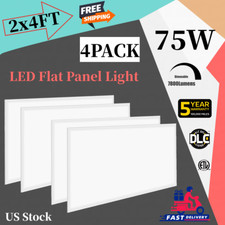 4pcs LED Flat Panel Troffer 2x4Ft 75W Edge-Lit Drop Ceiling Light Dimmable 0-10v
