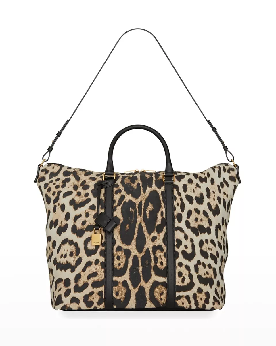  Leopard Tote Bag Women's Vintage Suedette Material