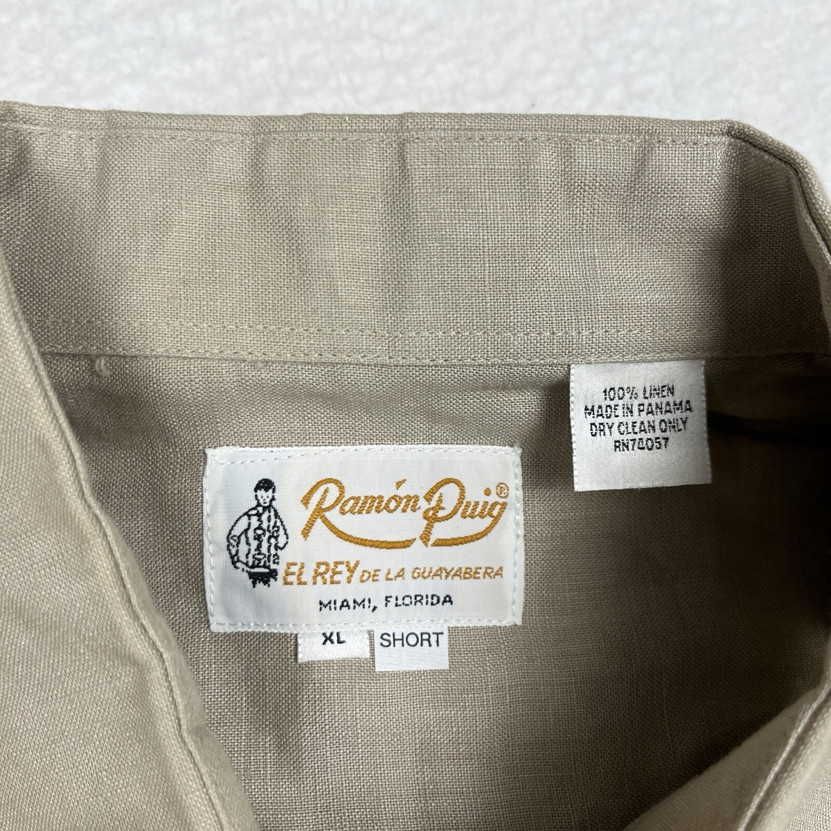 Ramon Puig Guayabera Shirt Mens XL Short Linen Cuban Miami