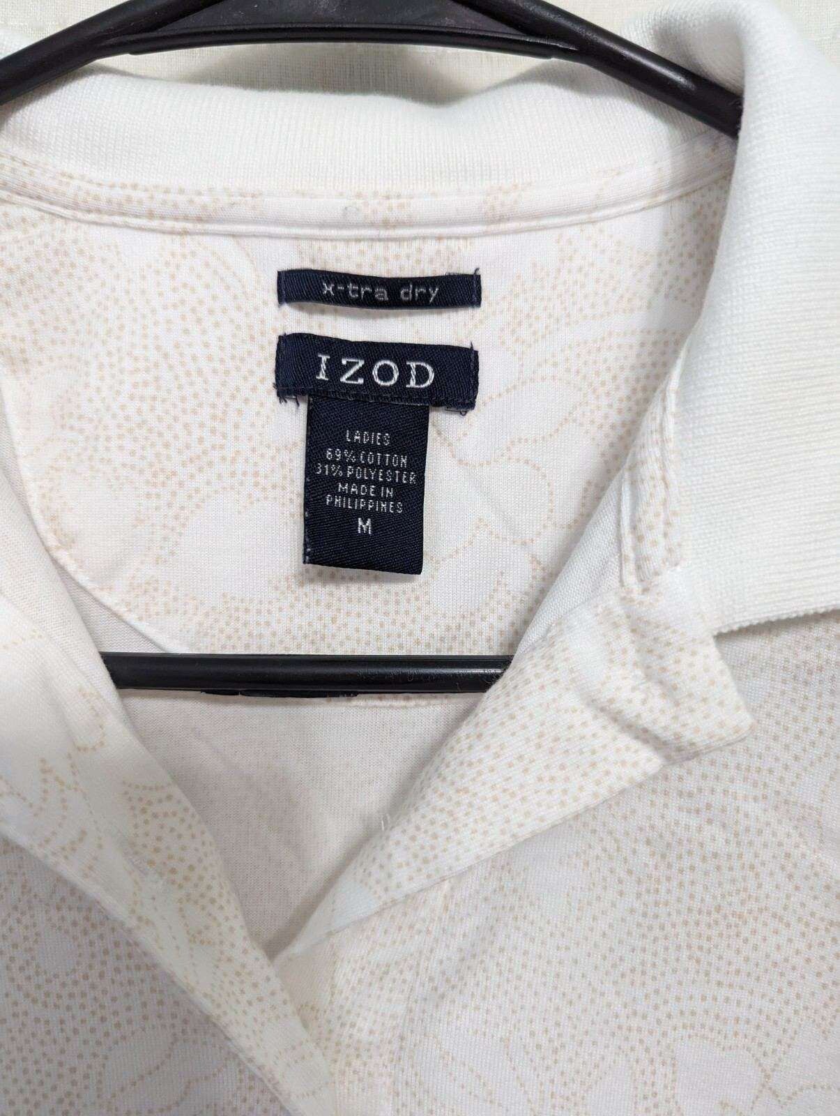 Izod womens medium xtra dry golf shirt sleeveless tan ivory white eBay