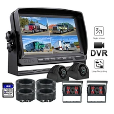 9" QUAD SPLIT MONITOR SCREEN 4x REAR VIEW BACKUP CCD CAMERA SYSTEM FOR TRUCK BUS