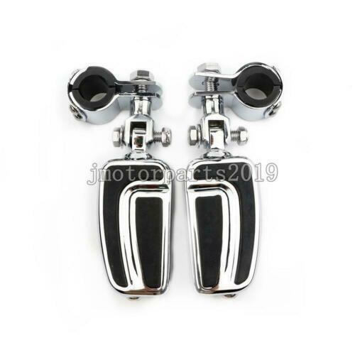 Krator Chrome Bowleg Offset Foot Peg Mounts For Honda, Yamaha, Kawasaki, Harley