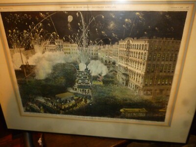Antique 1876 Lithograph Framed New York City Parade. 28'' x 22'' framed.
