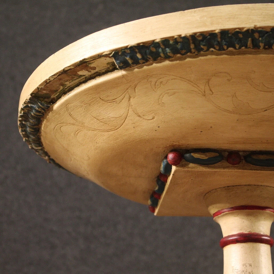 Meuble étagère laqué peint style ancien ronde table italienne 20ème siècle - Photo 4/4