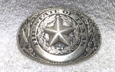 Silver The State Of Texas Center Star Flags On Sides Belt Buckle USA Made Good