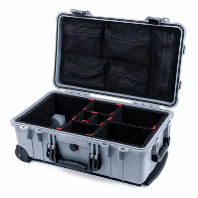 Silver & Black Pelican 1510 case with Trekpak dividers & mesh lid organizer.