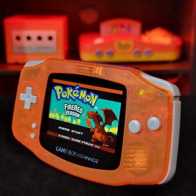 Clear Orange Game Boy Advance GBA Console with iPS V5 Backlight
