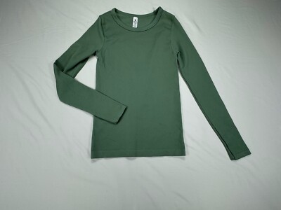  NWOT  90 Degree Rib Seamless Leighton Long Sleeve Top  Green  Small  Womens